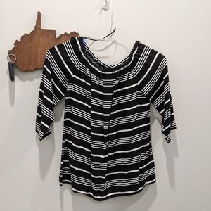 Cynthia Rowley black/white striped off shoulder top